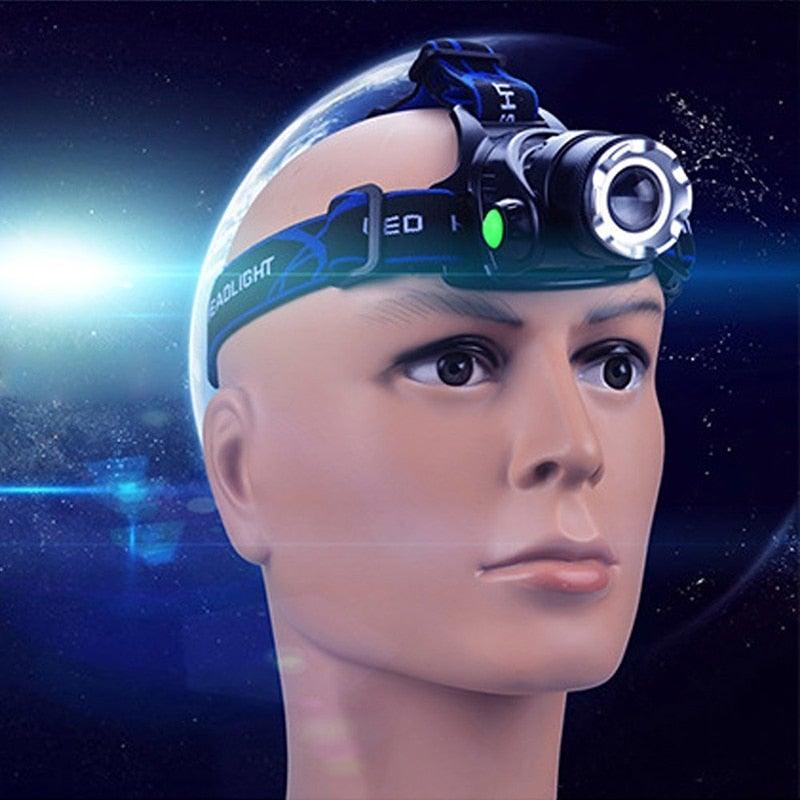 Adjustable Rechargeable Waterproof Brightest Zoomable LED Lightweight Hands Free Headlamp High Power For Adult Hunting Camping Running Hiking Riding Fishing Rechargeable T6 Chip Headlight Stevvex