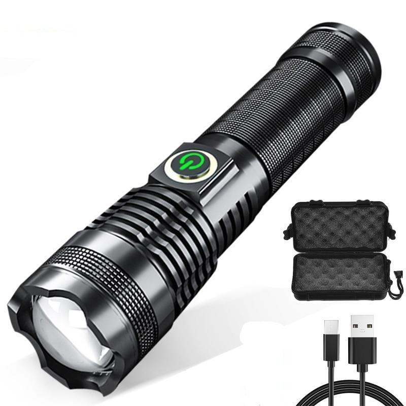 Adjustable Rechargeable  Waterproof LED Flashlights Rechargeable High Lumens Torchlight Zoomable Torch USB Charging Waterproof 5 Modes With Power Display For Camping Hiking Outdoor Emergency Stevvex