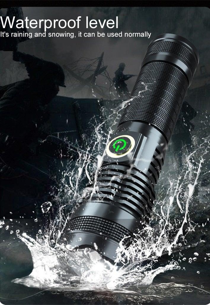 Adjustable Rechargeable  Waterproof LED Flashlights Rechargeable High Lumens Torchlight Zoomable Torch USB Charging Waterproof 5 Modes With Power Display For Camping Hiking Outdoor Emergency Stevvex