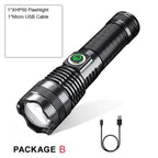 Adjustable Rechargeable  Waterproof LED Flashlights Rechargeable High Lumens Torchlight Zoomable Torch USB Charging Waterproof 5 Modes With Power Display For Camping Hiking Outdoor Emergency Stevvex
