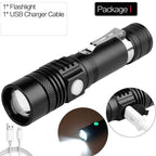 Adjustable Rechargeable  Waterproof LED Flashlights Rechargeable High Lumens Torchlight Zoomable Torch USB Charging Waterproof 5 Modes With Power Display For Camping Hiking Outdoor Emergency Stevvex