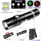 Adjustable Rechargeable  Waterproof LED Flashlights Rechargeable High Lumens Torchlight Zoomable Torch USB Charging Waterproof 5 Modes With Power Display For Camping Hiking Outdoor Emergency Stevvex