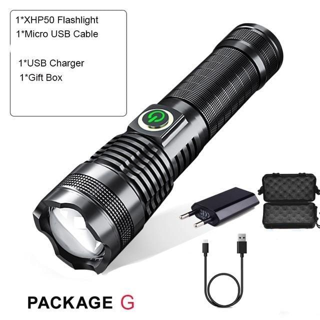 Adjustable Rechargeable  Waterproof LED Flashlights Rechargeable High Lumens Torchlight Zoomable Torch USB Charging Waterproof 5 Modes With Power Display For Camping Hiking Outdoor Emergency Stevvex