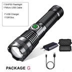Adjustable Rechargeable  Waterproof LED Flashlights Rechargeable High Lumens Torchlight Zoomable Torch USB Charging Waterproof 5 Modes With Power Display For Camping Hiking Outdoor Emergency Stevvex