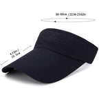 Adjustable Summer Breathable Hats Men Women Sun Protection Sports Golf Tennis Visor Hat Adjustable Visor UV Protection Top Empty Solid Sports Outdoor Running Sunscreen Strong Cap Stevvex