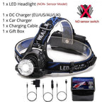 Adjustable USB Rechargeable IR Sensor Super Bright Headlight Battery For Long Working Time LED Headlamp Fishing  Waterproof Head Light Lamp Perfect For Running  Camping Stevvex