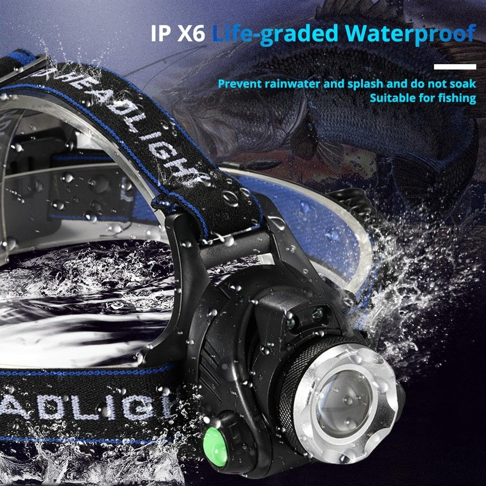 Adjustable USB Rechargeable IR Sensor Super Bright Headlight Battery For Long Working Time LED Headlamp Fishing  Waterproof Head Light Lamp Perfect For Running  Camping Stevvex
