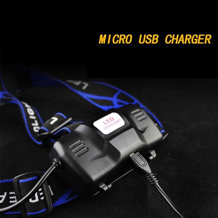 Adjustable USB Rechargeable IR Sensor Super Bright Headlight Battery For Long Working Time LED Headlamp Fishing  Waterproof Head Light Lamp Perfect For Running  Camping Stevvex