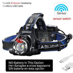 Adjustable USB Rechargeable IR Sensor Super Bright Headlight Battery For Long Working Time LED Headlamp Fishing  Waterproof Head Light Lamp Perfect For Running  Camping Stevvex