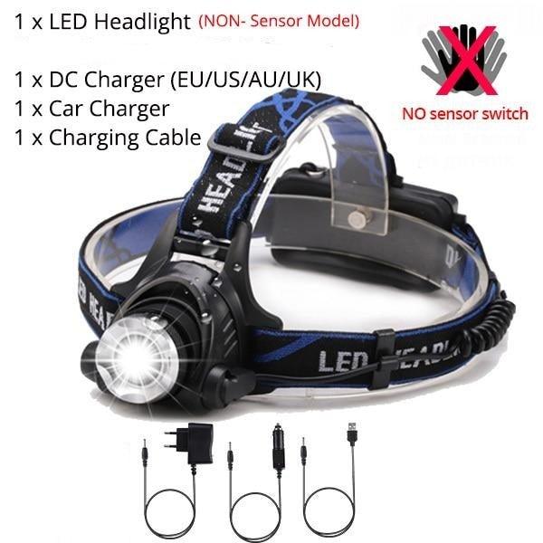 Adjustable USB Rechargeable IR Sensor Super Bright Headlight Battery For Long Working Time LED Headlamp Fishing  Waterproof Head Light Lamp Perfect For Running  Camping Stevvex