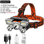 Adjustable USB Rechargeable Torch Lamp Built-in Battery 5 Led Strong Headlight Waterproof  Rechargeable Super Bright Head-Mounted Flashlight For Outdoor Night Camping Stevvex