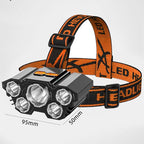 Adjustable USB Rechargeable Torch Lamp Built-in Battery 5 Led Strong Headlight Waterproof  Rechargeable Super Bright Head-Mounted Flashlight For Outdoor Night Camping Stevvex