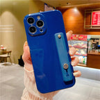 Adjustable Wrist Strap Stand Holder Case with Camera Protection Cute Solid Color Silicone Phone Case Phone Case For iPhone 13 14 Pro Max 12 11 XS Max XR 7 8 Plus 13Pro Soft Silicone Candy Color Back Cover Stevvex