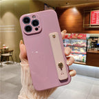 Adjustable Wrist Strap Stand Holder Case with Camera Protection Cute Solid Color Silicone Phone Case Phone Case For iPhone 13 14 Pro Max 12 11 XS Max XR 7 8 Plus 13Pro Soft Silicone Candy Color Back Cover Stevvex