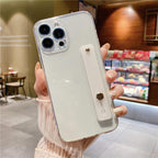 Adjustable Wrist Strap Stand Holder Case with Camera Protection Cute Solid Color Silicone Phone Case Phone Case For iPhone 13 14 Pro Max 12 11 XS Max XR 7 8 Plus 13Pro Soft Silicone Candy Color Back Cover Stevvex