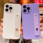 Adjustable Wrist Strap Stand Holder Case with Camera Protection Cute Solid Color Silicone Phone Case Phone Case For iPhone 13 14 Pro Max 12 11 XS Max XR 7 8 Plus 13Pro Soft Silicone Candy Color Back Cover Stevvex