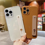 Adjustable Wrist Strap Stand Holder Case with Camera Protection Cute Solid Color Silicone Phone Case Phone Case For iPhone 13 14 Pro Max 12 11 XS Max XR 7 8 Plus 13Pro Soft Silicone Candy Color Back Cover Stevvex