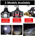 Adjustable Zoomable Headlamp Ultra Bright Rechargeable LED Bright High Lumen Head Lights Head Lamp Waterproof Flashlight For Outdoor Cmaping Fishing Hiking Biking Fishing Headlamp  Running Headlamp Stevvex