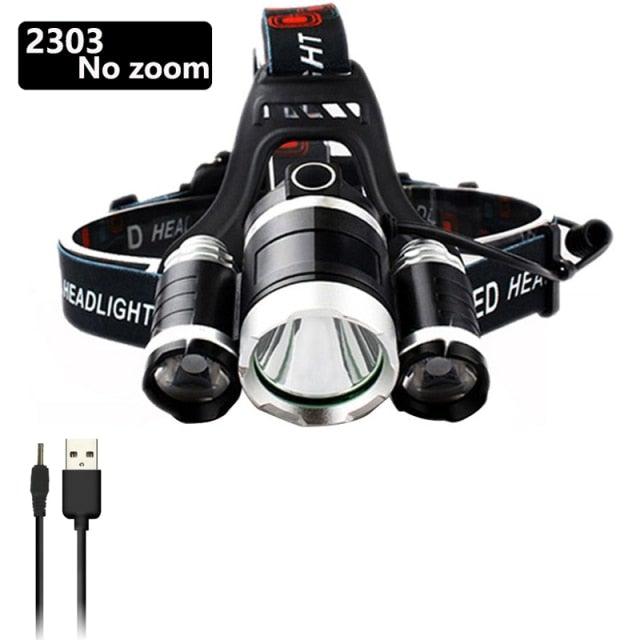 Adjustable Zoomable Headlamp Ultra Bright Rechargeable LED Bright High Lumen Head Lights Head Lamp Waterproof Flashlight For Outdoor Cmaping Fishing Hiking Biking Fishing Headlamp  Running Headlamp Stevvex