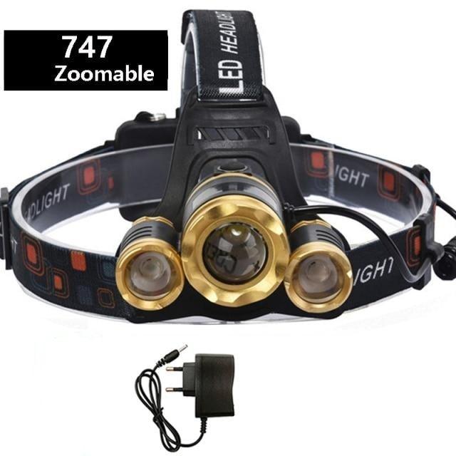 Adjustable Zoomable Headlamp Ultra Bright Rechargeable LED Bright High Lumen Head Lights Head Lamp Waterproof Flashlight For Outdoor Cmaping Fishing Hiking Biking Fishing Headlamp  Running Headlamp Stevvex