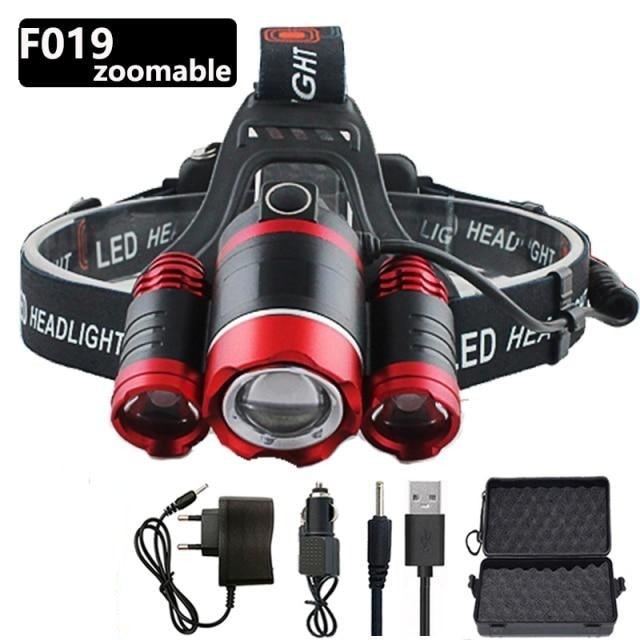 Adjustable Zoomable Headlamp Ultra Bright Rechargeable LED Bright High Lumen Head Lights Head Lamp Waterproof Flashlight For Outdoor Cmaping Fishing Hiking Biking Fishing Headlamp  Running Headlamp Stevvex