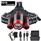 Adjustable Zoomable Headlamp Ultra Bright Rechargeable LED Bright High Lumen Head Lights Head Lamp Waterproof Flashlight For Outdoor Cmaping Fishing Hiking Biking Fishing Headlamp  Running Headlamp Stevvex
