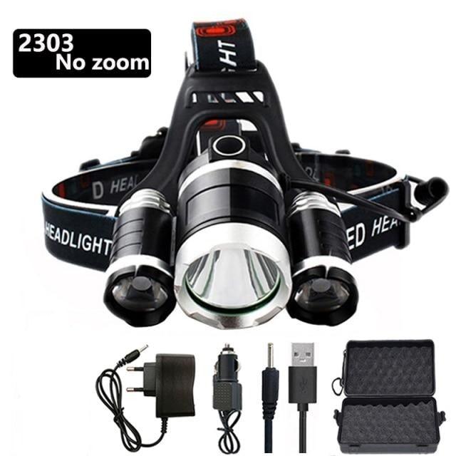 Adjustable Zoomable Headlamp Ultra Bright Rechargeable LED Bright High Lumen Head Lights Head Lamp Waterproof Flashlight For Outdoor Cmaping Fishing Hiking Biking Fishing Headlamp  Running Headlamp Stevvex