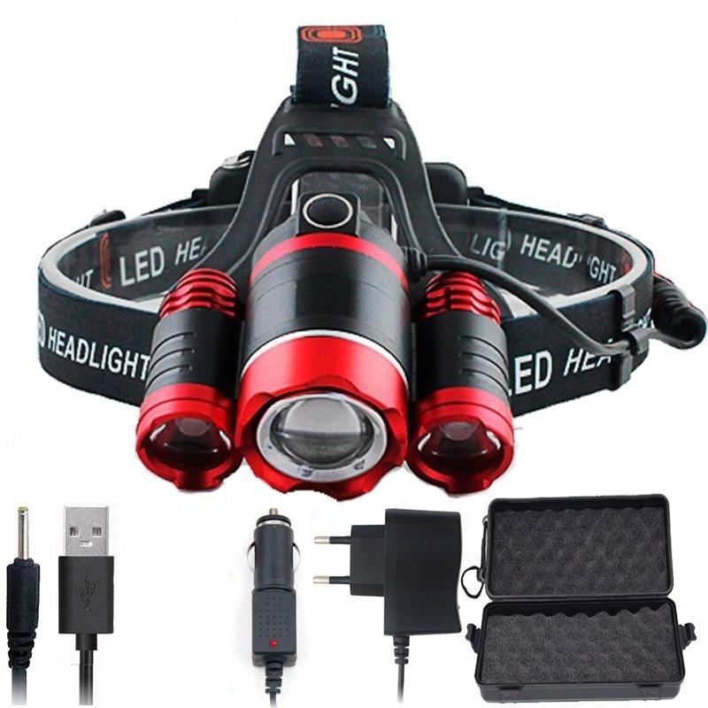 Adjustable Zoomable Headlamp Ultra Bright Rechargeable LED Bright High Lumen Head Lights Head Lamp Waterproof Flashlight For Outdoor Cmaping Fishing Hiking Biking Fishing Headlamp  Running Headlamp Stevvex