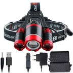 Adjustable Zoomable Headlamp Ultra Bright Rechargeable LED Bright High Lumen Head Lights Head Lamp Waterproof Flashlight For Outdoor Cmaping Fishing Hiking Biking Fishing Headlamp  Running Headlamp Stevvex