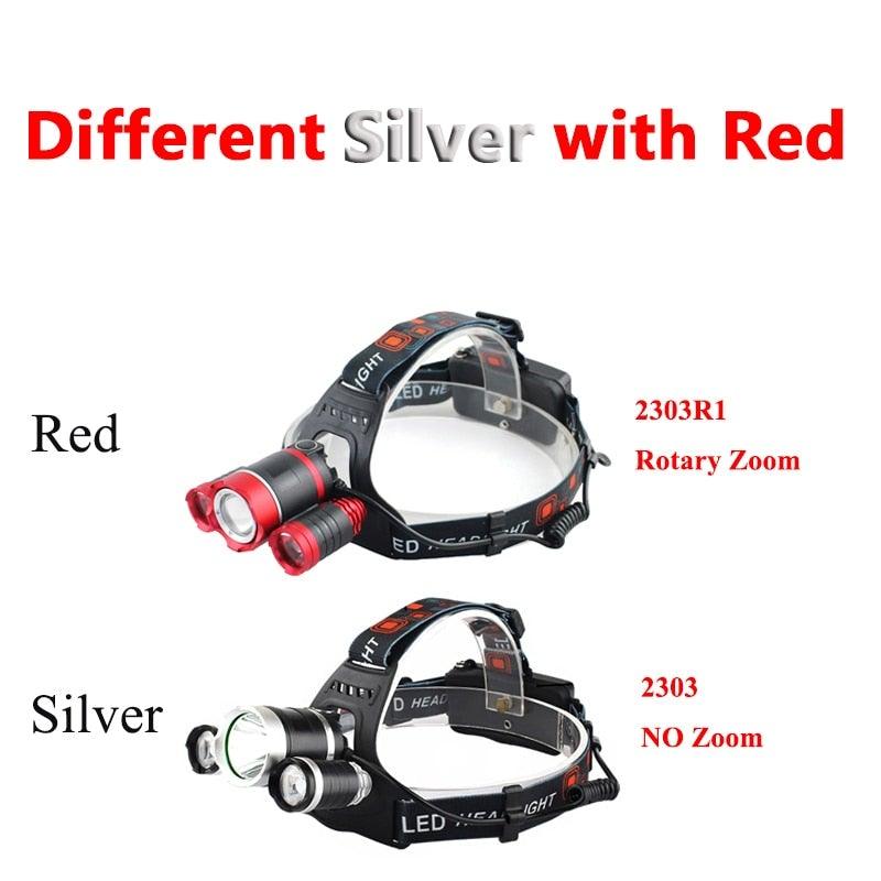 Adjustable Zoomable Headlamp Ultra Bright Rechargeable LED Bright High Lumen Head Lights Head Lamp Waterproof Flashlight For Outdoor Cmaping Fishing Hiking Biking Fishing Headlamp  Running Headlamp Stevvex