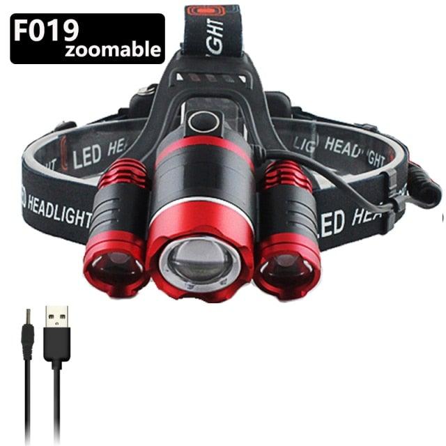 Adjustable Zoomable Headlamp Ultra Bright Rechargeable LED Bright High Lumen Head Lights Head Lamp Waterproof Flashlight For Outdoor Cmaping Fishing Hiking Biking Fishing Headlamp  Running Headlamp Stevvex