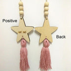 Adorable Sleepy Eye Eyelash Kids Room Decoration Crafts Wood  Wall Hanging Stars Decorative Beads Tassel Photography Props Gift For Kids Bedroom Decor Makeup Sticker For Girls Room Wall Art Stevvex