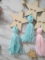 Adorable Sleepy Eye Eyelash Kids Room Decoration Crafts Wood  Wall Hanging Stars Decorative Beads Tassel Photography Props Gift For Kids Bedroom Decor Makeup Sticker For Girls Room Wall Art Stevvex