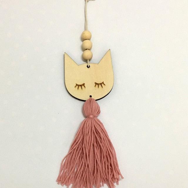 Adorable Sleepy Eye Eyelash Kids Room Decoration Crafts Wood  Wall Hanging Stars Decorative Beads Tassel Photography Props Gift For Kids Bedroom Decor Makeup Sticker For Girls Room Wall Art Stevvex