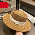 Adult Summer Straw Hat Fashion Casual Beach Fedora Hat Wide Brim Straw Hat Luxury Fedora Summer Packable Sun Hat Lightweight Women Beach Sun Hat Breathable Sun Hats For Women 56-58cm Stevvex