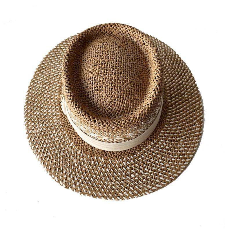 Adult Summer Straw Hat Fashion Casual Beach Fedora Hat Wide Brim Straw Hat Luxury Fedora Summer Packable Sun Hat Lightweight Women Beach Sun Hat Breathable Sun Hats For Women 56-58cm Stevvex
