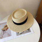Adult Summer Straw Hat Fashion Casual Beach Fedora Hat Wide Brim Straw Hat Luxury Fedora Summer Packable Sun Hat Lightweight Women Beach Sun Hat Breathable Sun Hats For Women 56-58cm Stevvex