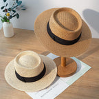 Adult Summer Straw Hat Fashion Casual Beach Fedora Hat Wide Brim Straw Hat Luxury Fedora Summer Packable Sun Hat Lightweight Women Beach Sun Hat Breathable Sun Hats For Women 56-58cm Stevvex