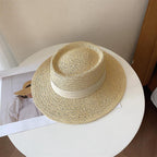 Adult Summer Straw Hat Fashion Casual Beach Fedora Hat Wide Brim Straw Hat Luxury Fedora Summer Packable Sun Hat Lightweight Women Beach Sun Hat Breathable Sun Hats For Women 56-58cm Stevvex