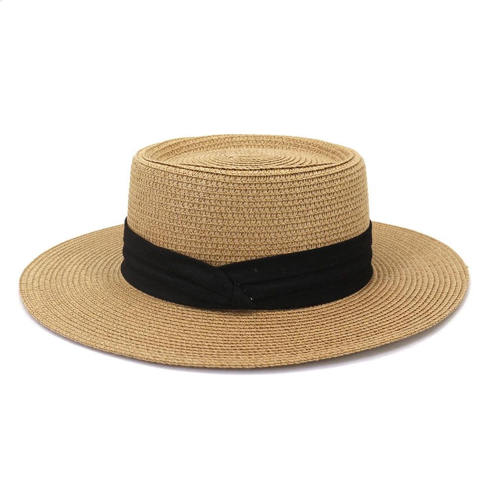 Adult Summer Straw Hat Fashion Casual Beach Fedora Hat Wide Brim Straw Hat Luxury Fedora Summer Packable Sun Hat Lightweight Women Beach Sun Hat Breathable Sun Hats For Women 56-58cm Stevvex