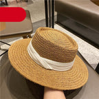 Adult Summer Straw Hat Fashion Casual Beach Fedora Hat Wide Brim Straw Hat Luxury Fedora Summer Packable Sun Hat Lightweight Women Beach Sun Hat Breathable Sun Hats For Women 56-58cm Stevvex