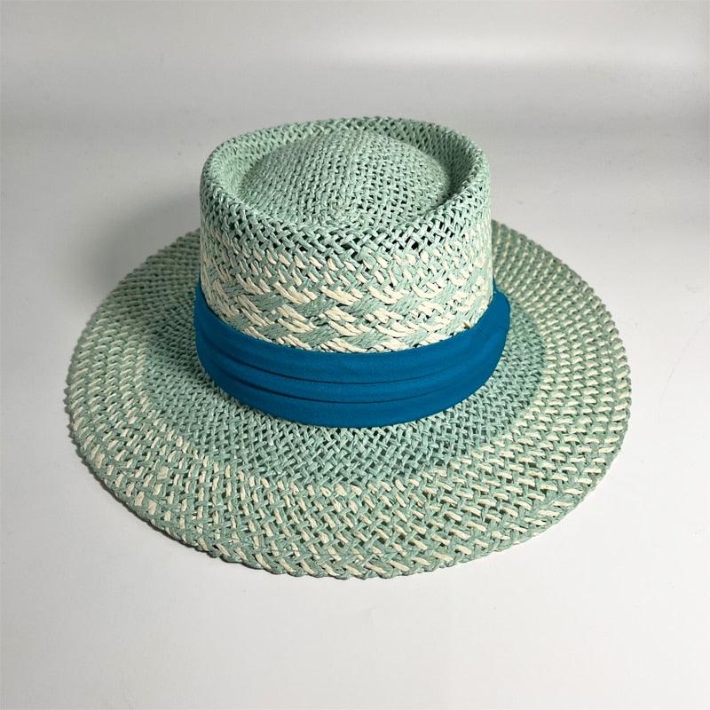 Adult Summer Straw Hat Fashion Casual Beach Fedora Hat Wide Brim Straw Hat Luxury Fedora Summer Packable Sun Hat Lightweight Women Beach Sun Hat Breathable Sun Hats For Women 56-58cm Stevvex