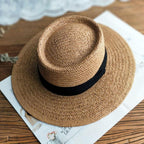 Adult Summer Straw Hat Fashion Casual Beach Fedora Hat Wide Brim Straw Hat Luxury Fedora Summer Packable Sun Hat Lightweight Women Beach Sun Hat Breathable Sun Hats For Women 56-58cm Stevvex