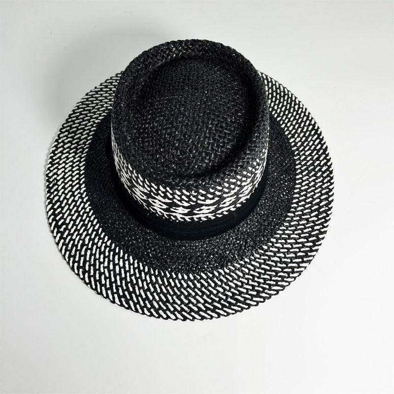 Adult Summer Straw Hat Fashion Casual Beach Fedora Hat Wide Brim Straw Hat Luxury Fedora Summer Packable Sun Hat Lightweight Women Beach Sun Hat Breathable Sun Hats For Women 56-58cm Stevvex
