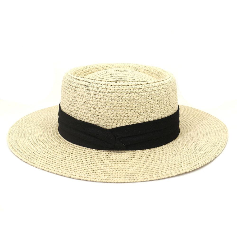 Adult Summer Straw Hat Fashion Casual Beach Fedora Hat Wide Brim Straw Hat Luxury Fedora Summer Packable Sun Hat Lightweight Women Beach Sun Hat Breathable Sun Hats For Women 56-58cm Stevvex