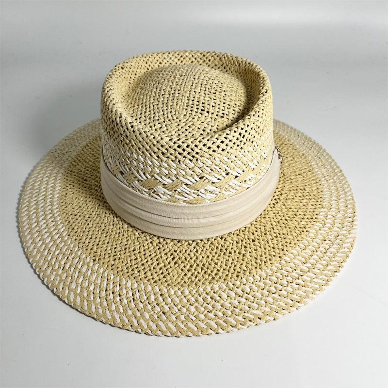 Adult Summer Straw Hat Fashion Casual Beach Fedora Hat Wide Brim Straw Hat Luxury Fedora Summer Packable Sun Hat Lightweight Women Beach Sun Hat Breathable Sun Hats For Women 56-58cm Stevvex