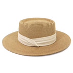 Adult Summer Straw Hat Fashion Casual Beach Fedora Hat Wide Brim Straw Hat Luxury Fedora Summer Packable Sun Hat Lightweight Women Beach Sun Hat Breathable Sun Hats For Women 56-58cm Stevvex