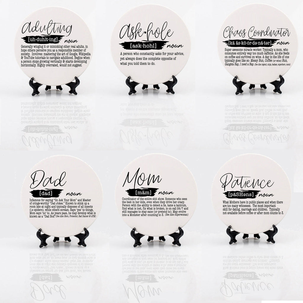 Adulting Coaster Gift Set 6 Pack Funny Quotes Coasters For Bar Countertop Decor And Display