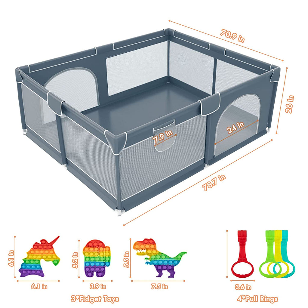 Play Pen For Babies And Toddlers, Baby Play Yard With Gate For Limited Space 47x47x26  Baby Fence With Breathable Mesh, Safety Indoor & Outdoor Activity Center Pi-Mart