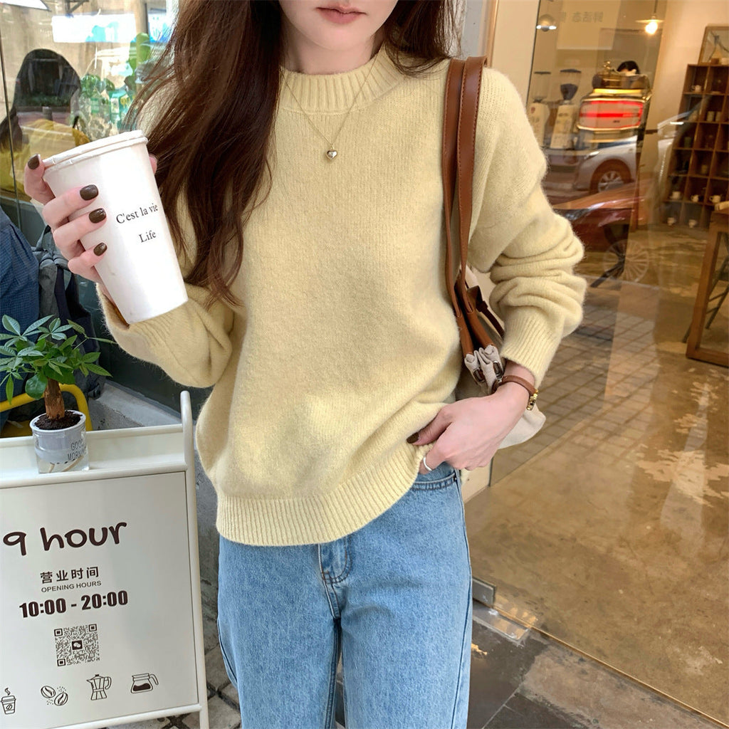 Korean Style Soft Glutinous Loose Candy Color Sweater Pi-Mart
